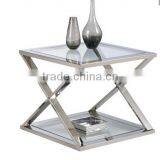 Glass Top Stainless Steel Frame Coffee Table