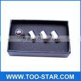 Silver Chrome Auto Car Wheel Tire Air Valve Caps Stem Cover for Audi Emblem thumbnail-1