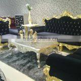 Luxury Decorated Living Room Wooden Sofa Set Covered by Lint in Black Color thumbnail-1
