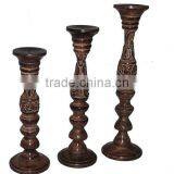 Carved Wooden Candle Holder,Designer Wooden Candle Stand thumbnail-1