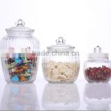 Set 3 Clear Large Antique Glass Storage Jars with Airtight Glass Lid