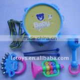 plastic musical instrument toy set(included drum/trumpet/tambourine/maracas/handbell)