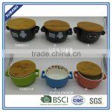 New Product Fashion Creative Double Handle Ceramic Noodle Bowl Rice Bowl With Lids thumbnail-1