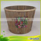 French Style Decorative Big Elegant Delicate Round Rustic Wood Flower Pot thumbnail-6