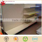 Supermarket Free Standing Metal Gondola Hole Pegboard Display Shelf