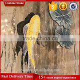 Yellow Fish in the Middle Reaches of the Water Marble Stone Mosaic thumbnail-1