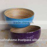 Round Colored Lacquer Bamboo Salad Bowl thumbnail-1