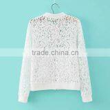 Hot Sale Women Lace Jacket Hollow Out Jacket Women Tops Long Sleeve Slim Black Outwear Women Lace Coat thumbnail-3