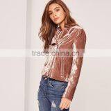 HAODUOYI Autumn Women Coat Solid Zipper Pocket Long Sleeve Biker Jacket thumbnail-6