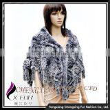 CX-B-23B Wholesale Ladies Fashion Rex Rabbit Fur Poncho Shawl/ Clothes Womens thumbnail-6