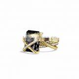 Gold Plated Big Gemstone With CZ Studded Ring thumbnail-1