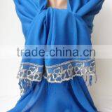 French Lace Socks Blue Pashmina Shawls for Bridesmaids Socks Blue Pashmina With Gray Lace Women Wedding Shawls Fashion Gifts Bri thumbnail-4