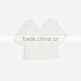 Women's Loose Fit V Neck Press Studs on Short Slited Sleeves Tank Blouse thumbnail-6