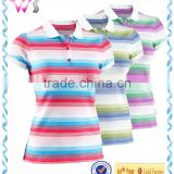 Custom Nice women cotton casual stripe polo shirt /multicolour stripe t shirt