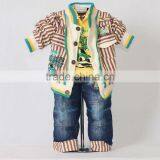 2016 New Autumn And Spring Yellow Boys Clothes Set 3Pcs: Jacket and T Shirt and Jean Pants Clothing 100% Same Like Picture thumbnail-1