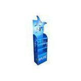 Pop Corrugated Cardboard Store Displays Stand Blue Color, Supermarket Display Racks