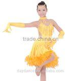 Girls Feather Ballroom Latin Dress Fancy Dress Competition For Kids thumbnail-3