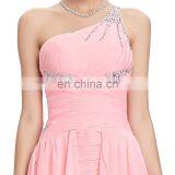 Grace Karin Short Front Long Back Chiffon One Shoulder Pink Prom Dress CL3828 thumbnail-4
