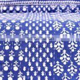 Indian Indigo Blue Abstract Design Kantha Quilt Handmade Bedspread Throw Cotton Queen Size Blanket Patchwork Print thumbnail-4