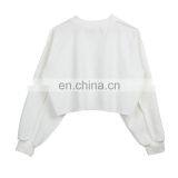 High Quality Custom Logo Long Sleeve 100 Cotton Brushing Oversized Women Blank Cropped Top Sweatshirt thumbnail-2