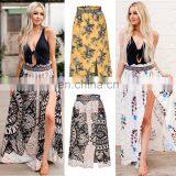 2020 Summer New Arrivals Ladies Sexy Slit Printed Long Skirt Women Casual Floral Skirt thumbnail-5