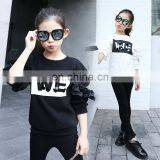 Teenager Girls White Sweater Long Sleeves Black Ruffle Sleeves Shirt for Fall Kids Girls Fashion Casual Top 5-9years thumbnail-2