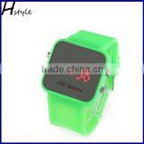 Wholesale Silicone Square Mirror Face LED Wrist Watches Green WP022 thumbnail-2