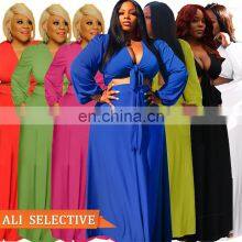 Custom Brand Amazon Top Sales Solid Color Loose Oversized Two Piece Set Women Plus Size 2 Piece Clothing Set thumbnail-1