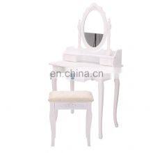 White Dressing Table Vanity Makeup Desk With 4 Drawers, Mirror Set and Stool thumbnail-3