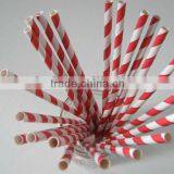 Bright Red Striped Paper Drinking Straws for Baby Showers