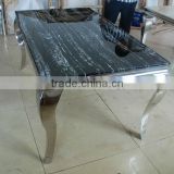 marble top stainless steel frame dining table