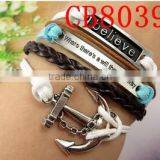 CB8039 Fashion Accessory Braided Friendship Anchor Infinity Leather Bracelet From China-wholesale thumbnail-1