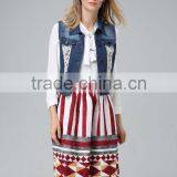 Summer Women Lace Stitching Jean Vest Waistcoat Denim Vest thumbnail-2