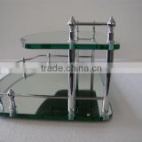 metal Two-tier vanity tray with rails storage mirror trays