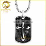 China best whoelsaler mens cross dog tag stainless steel hip hop pendant