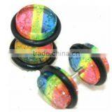 Colorful Fake Plug With Crystal Stone