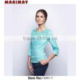 2015 Fashion Latest Design 3/4 Long Sleeves Tops Images of Ladies Casual Tops thumbnail-3