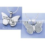 butterfly Free To Fly Pendant necklace coustomed engraving words pendant for women