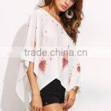Blouses Latest Fashion Design Women Clothing Multicolor Print Batwing Sleeve Asymmetrical Blouse thumbnail-5