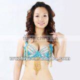2012 New Hot Fashion Professional Belly Dance Accessories,sexy Sequin Tassels Blue Belly Dance Bra Tops (202#) thumbnail-1