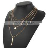 Fashion Multi-layer 4 Layers Turquoiso Beads Pendant Gold Chain Short Chain Necklaces Designs thumbnail-3