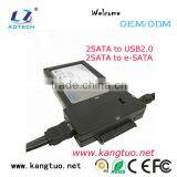Hot Swappable 2SATA to USB2.0/e-SATA Dual Usb to Sata Adapter Cable