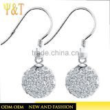 Wholesale fashion silver rhinestone shamballa earrings zircon hoop earrings
