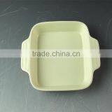 Hot Wholesale Rectangle Glazed Ceramic Bake Plate With Handles for Daily Use thumbnail-2
