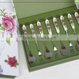 Ceramic Handle Gift Flatware Set With Elegant Wooden Box thumbnail-1