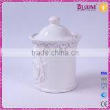 Ceramic White Glazed Tea Coffee Sugar Canister Set thumbnail-3