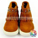 Children Boys And Girls Hard Sole Tassel Anke Boots Faux Suede Moccasin Shoes thumbnail-2