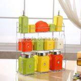 Kitchen Ceramic Canister Set With Stainless Metal Stand thumbnail-4