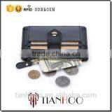 Hot Sale Bifold Style Genuine Leather RFID Blocking ID Card Holder Multi Credit Card Pocket Cash Purse With Buckle Zipper