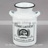 ROUND ENAMEL IRON MILK JAR W/EARS thumbnail-1